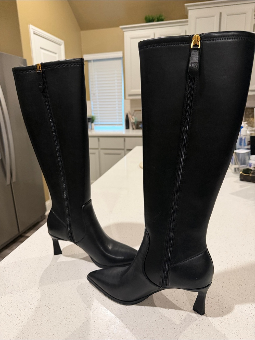 Franco Sarto Black Knee-High Pointed-Toe Heeled Boots- Daytona Size 7Medium- New